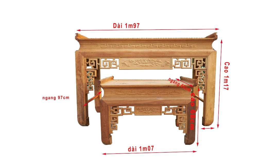 Đa dạng các kích cỡ cho bàn thờ bằng gỗ để người dùng mua